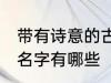 带有诗意的古风名字 带有诗意的古风名字有哪些